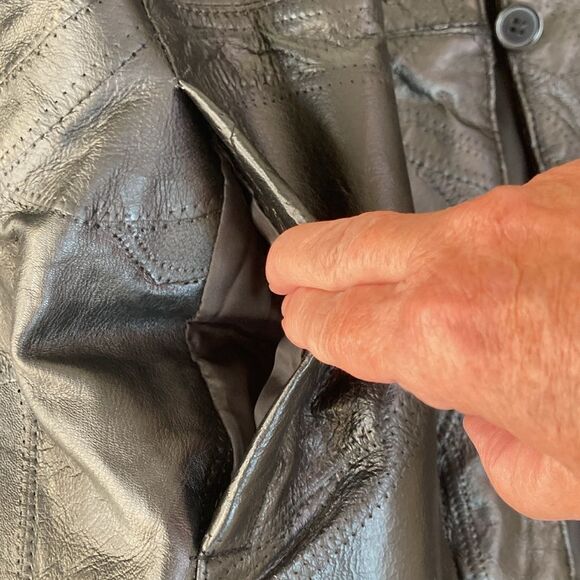 Wilda New York USA Genuine Black Leather Fully Lined Coat Women’s Size Large New - Picture 11 of 15